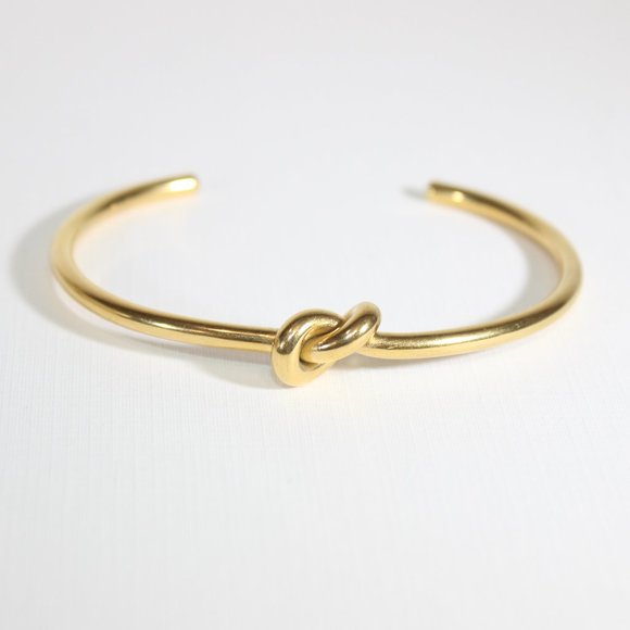 GOLD BRACELET 18k Gold Cuff Bracelet Minimalist Simple Bracelet  Knot Bracelet - Picture 7 of 9